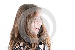 Young girl portrait with funny emotions