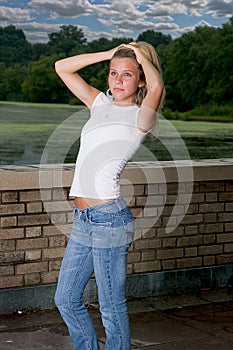 A young girl posing