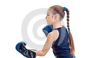 Young girl practicing boxing