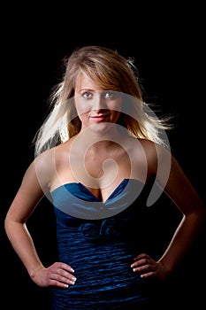 Young girl in a prom dress