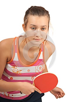 Young girl with a racket ping-pong