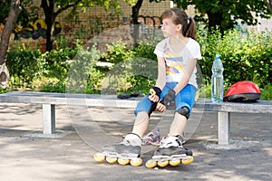 Young girl roller skater