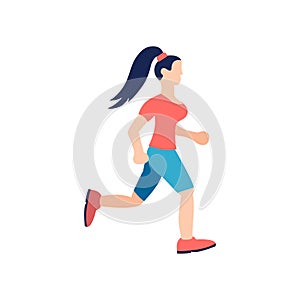Young girl is running. Lifstyle fitnes character.