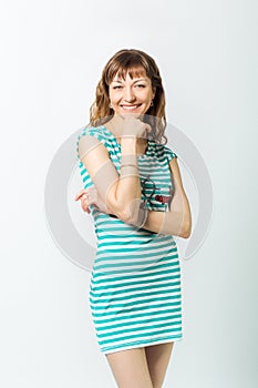 Young girl sailor laughing