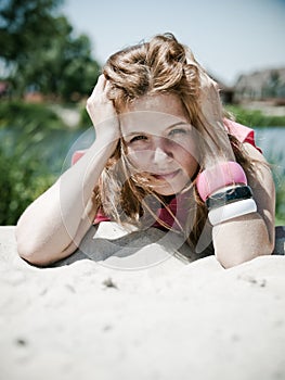 Young girl on sand