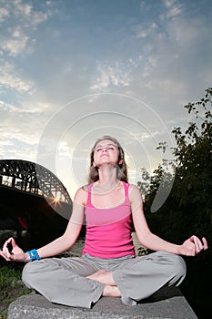 Young girl on the session of evening relaxation