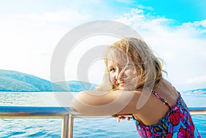 Young Girl on Ship During Vacation Journey