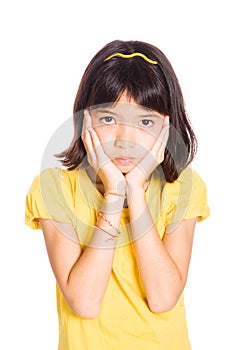 Young girl showing emotion of sadness