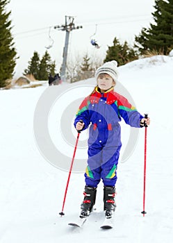 Young girl skiing