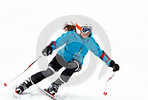 Young girl skiing.