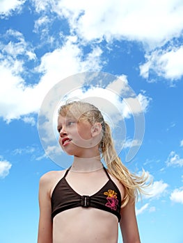 Young girl and sky