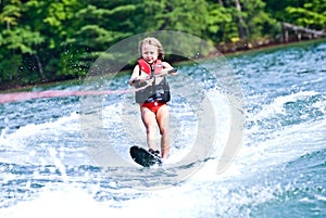 Young Girl on Slalom Ski