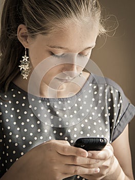 Young girl with smartphone