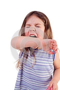 Young Girl Sneezing photo