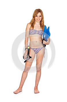 Young Girl with Snorkel Equipment