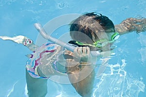 Young Girl Snorkeling at Pool