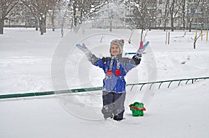 Young girl on snow