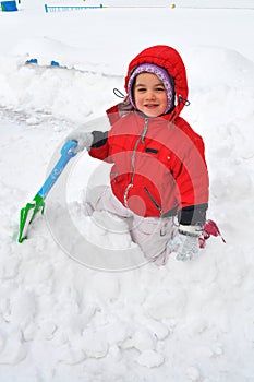 Young girl on snow