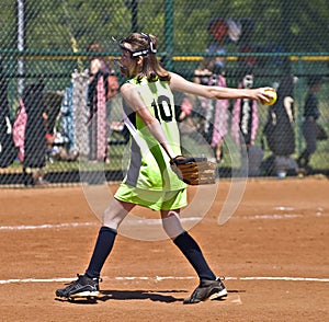 Young Girl Softball Pitcher