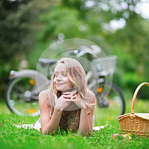 Young girl spending her time in the countryside