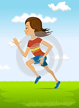 Young girl sprinting