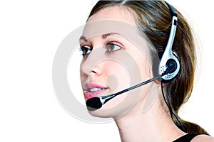 Young girl with straight headset