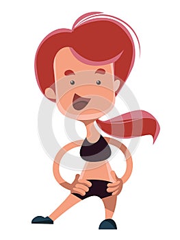 Young girl streaching doing sports illustration cartoon character