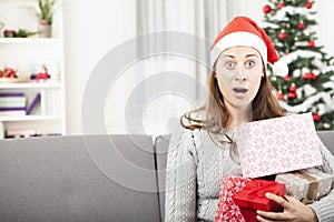 Young girl is stressed with christmas