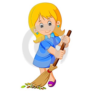 Young girl sweeping photo