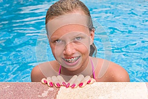 Young girl in a swimming pool