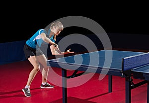 Young girl table tennis player