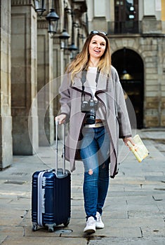 Young girl taking a journey in the city