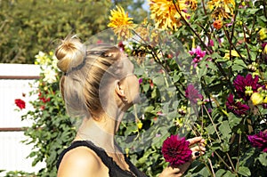 Young girl tending the garden