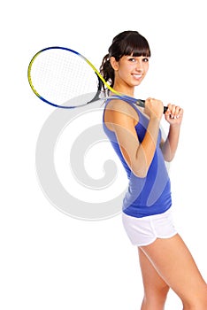 Young girl with a tennis racket