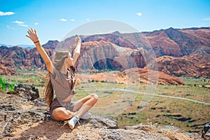 Young girl on trail at Fire Valley in Utah