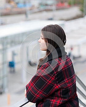 Young girl in transit center