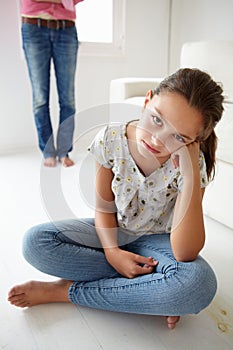Young girl in trouble with her mother