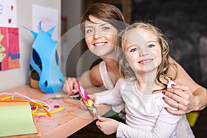 Young Girl use his imagination with cardboard