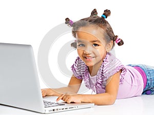 Young girl using notebook computer