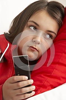 Young Girl Waiting For Phone Call