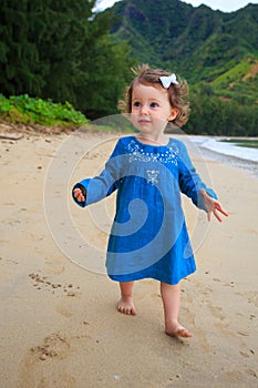 Young Girl Walking on Hawaii Beach