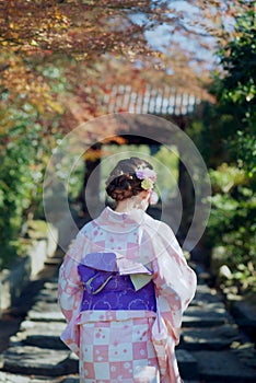 Young girl wearing a kimono