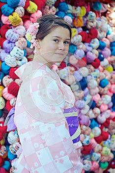 Young girl wearing a kimono