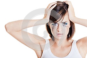 Young girl on white background