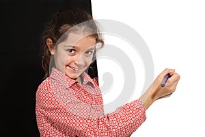 Young girl with whiteboard