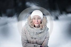 Young girl winter sensual portrait. Beautiful