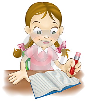 Young girl writing in a book