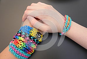 Young girls' fashion accessories: loom band bracelets