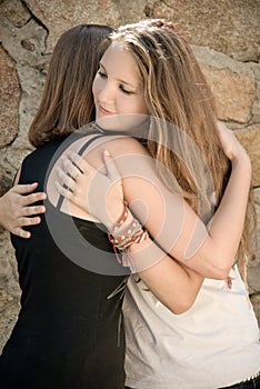 Young Girls Hug