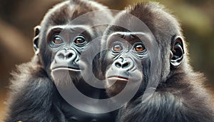 Young Gorilla babies, gorilla portrait .ai generated